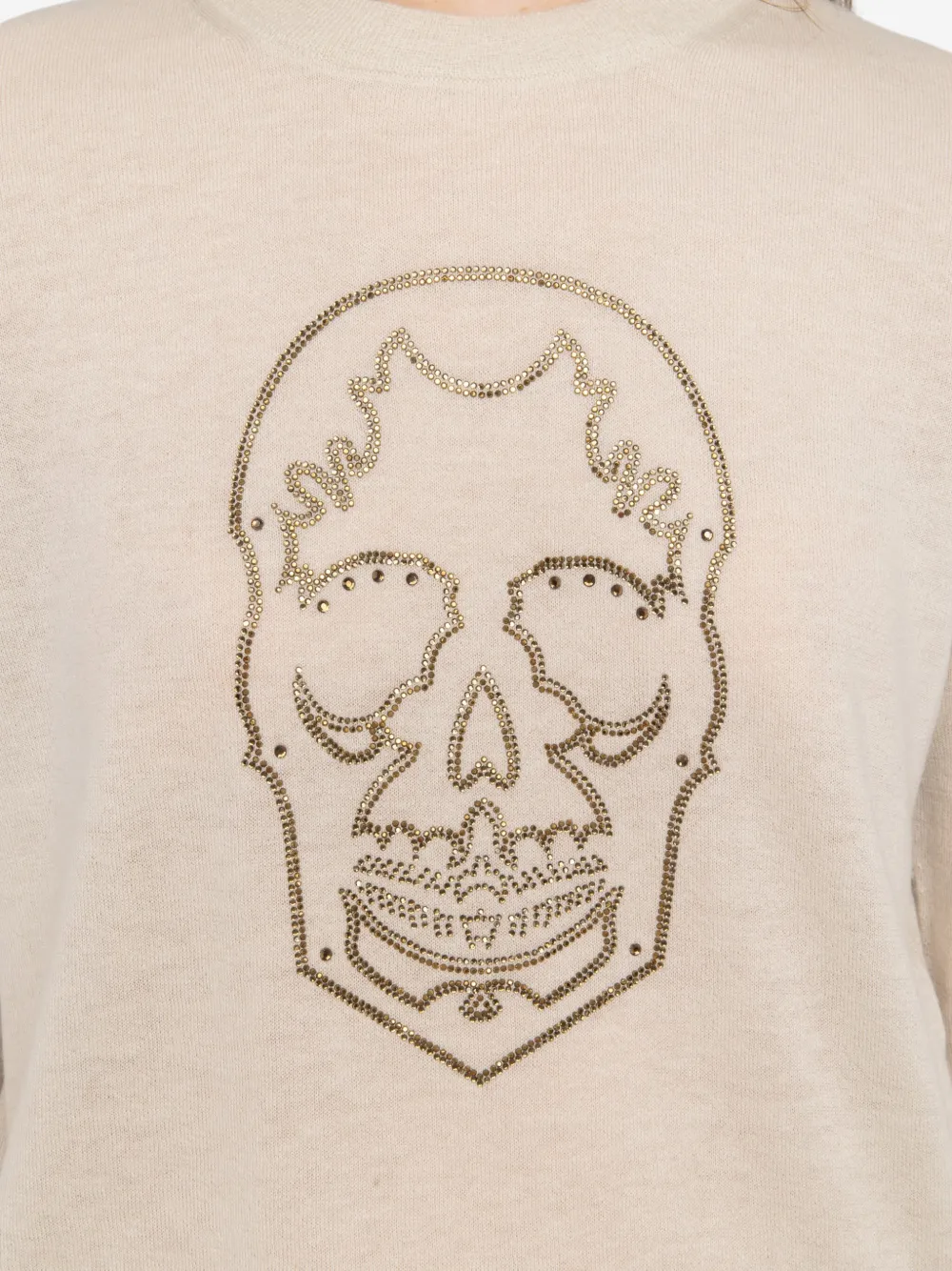 Zadig&Voltaire Kasjmier trui verfraaid met doodskop Beige