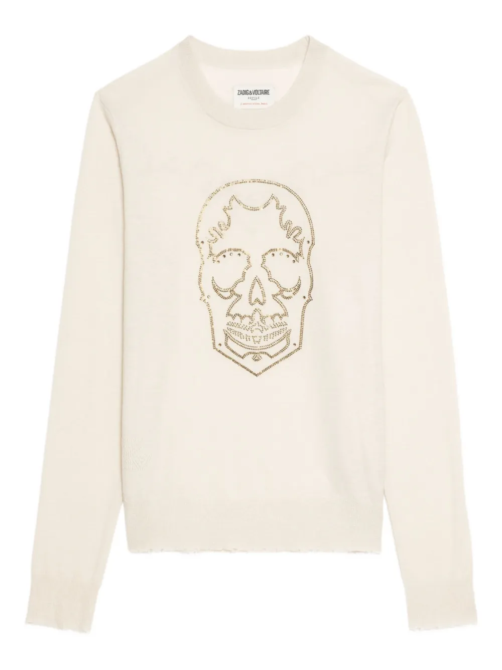 Zadig&Voltaire Kasjmier trui verfraaid met doodskop Beige