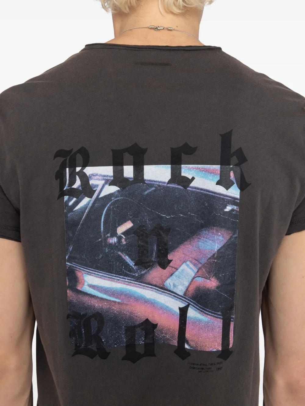 Zadig&Voltaire Tunisien Monastir T-shirt met knoopsluiting en grafische print Grijs