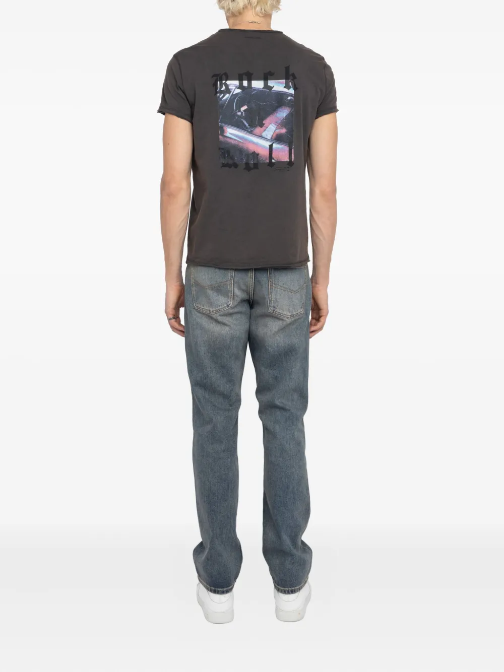 Zadig&Voltaire Tunisien Monastir T-shirt met knoopsluiting en grafische print Grijs