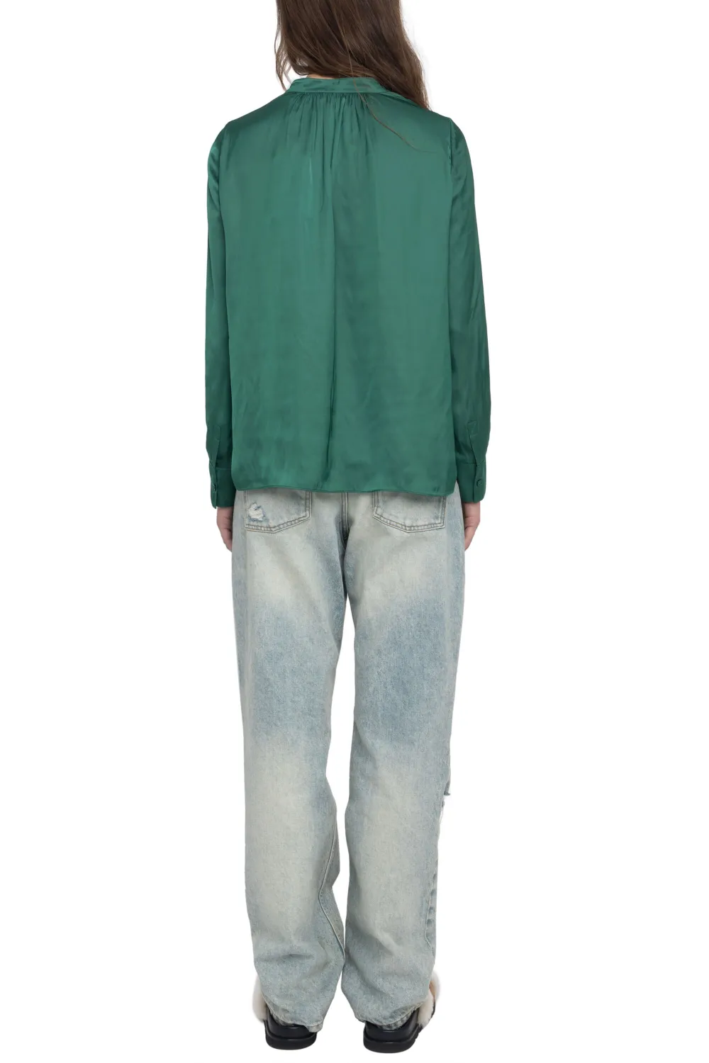 Zadig & Voltaire Tink Relaxed-fit Satin Shirt In Green