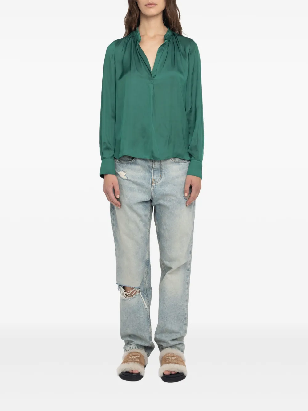 Zadig&Voltaire Tink satijnen top met V-hals - Groen