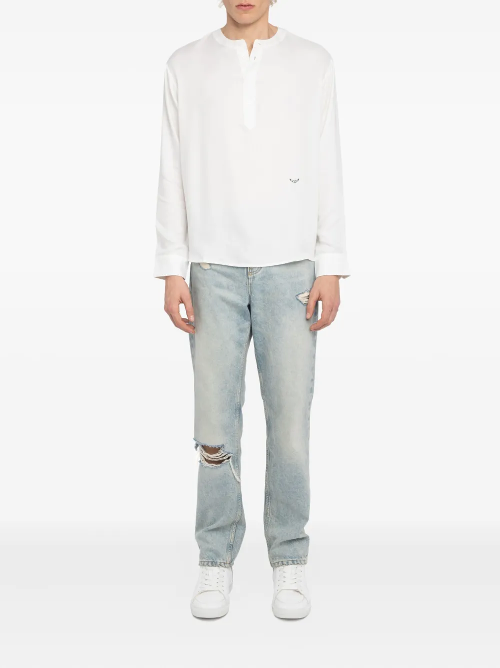 Zadig&Voltaire Sora Henley overhemd met borduurwerk Wit