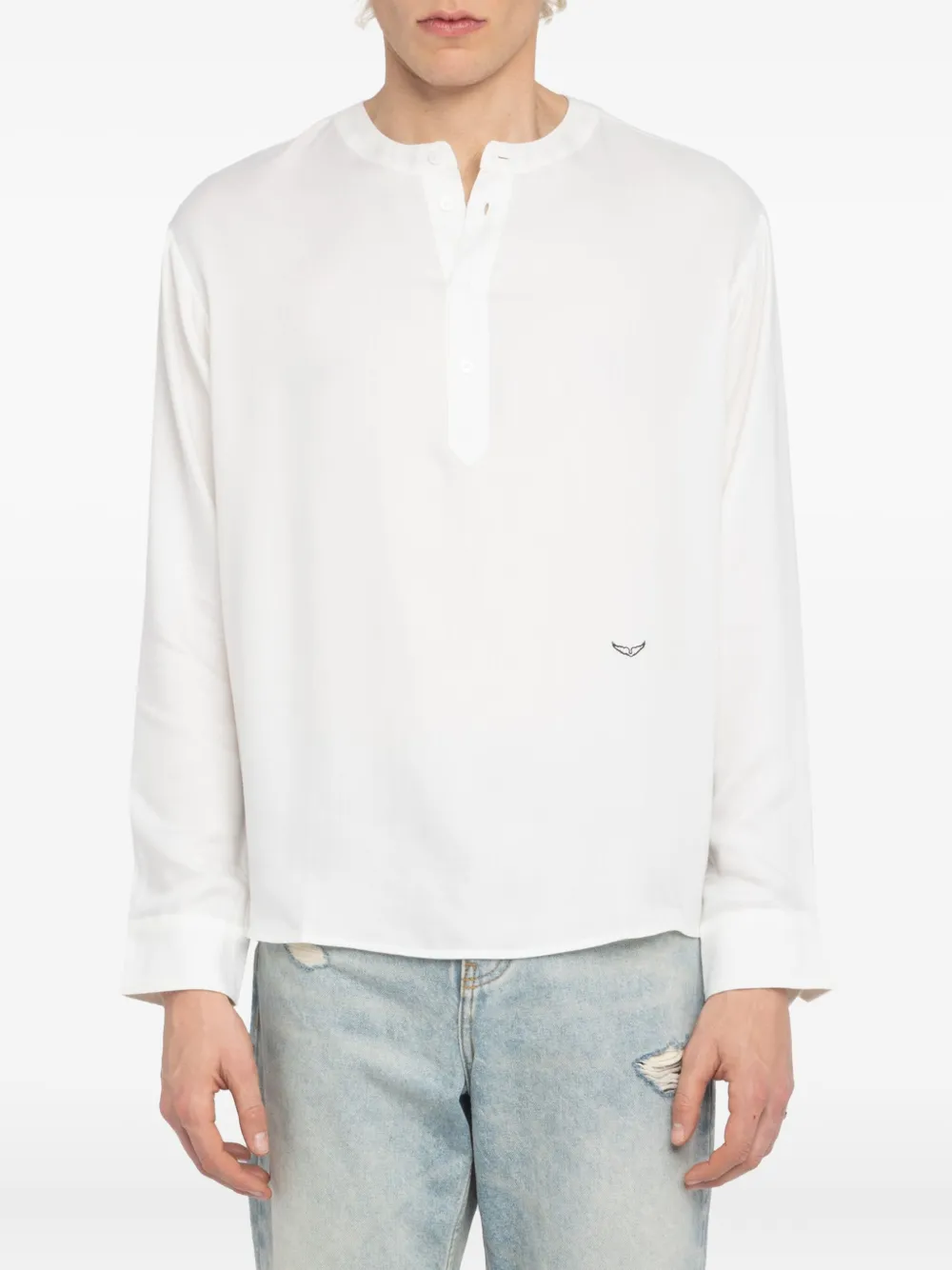 Zadig&Voltaire Sora Henley overhemd met borduurwerk Wit