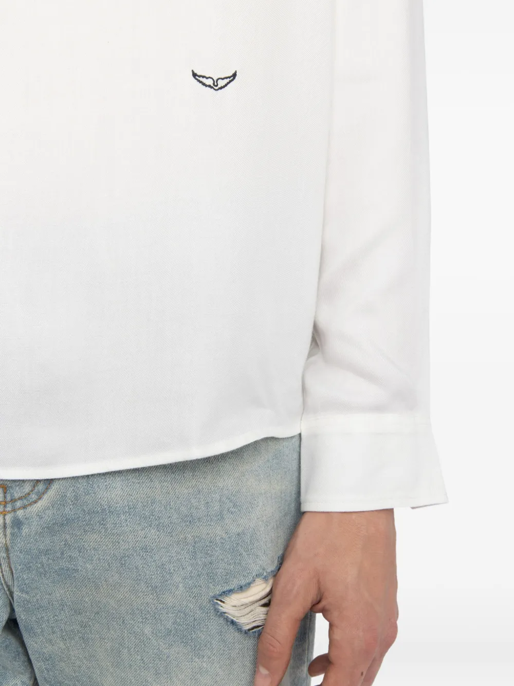 Zadig&Voltaire Sora Henley overhemd met borduurwerk Wit