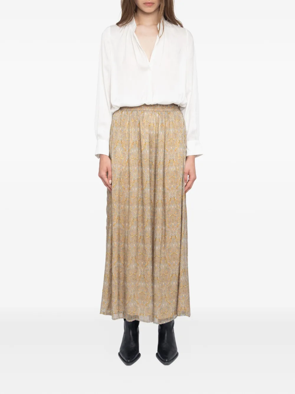 Zadig&Voltaire Jady maxi-rok met paisley-print Beige