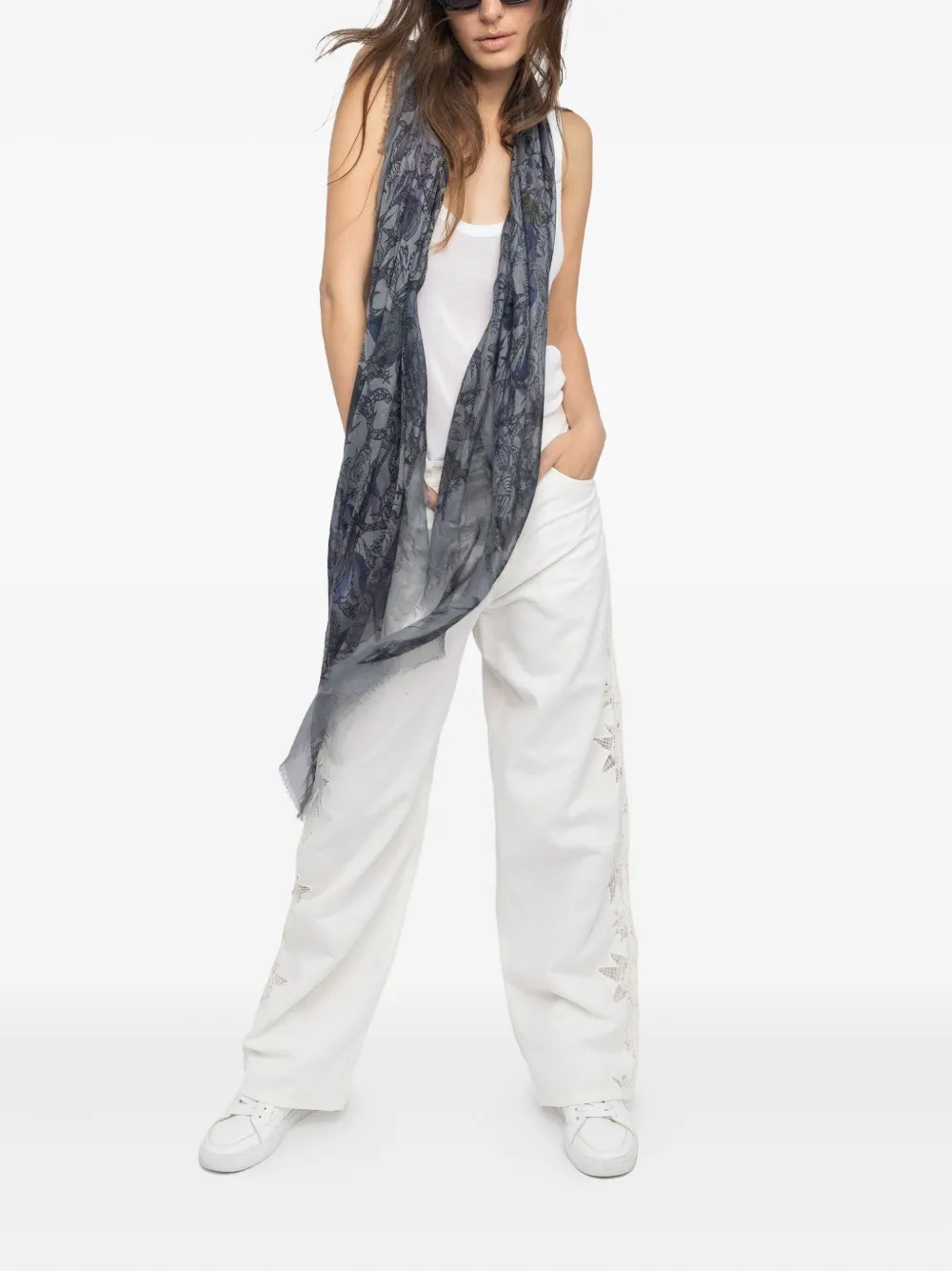 Zadig&Voltaire Kerry sjaal met print Grijs