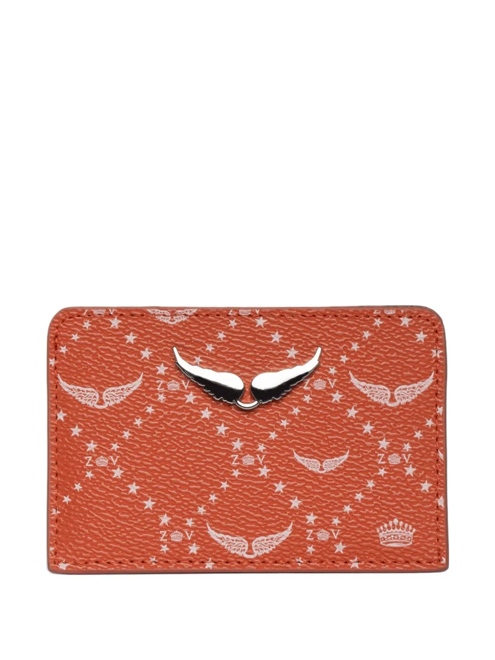 Zadig & Voltaire Monogram Star-print Cardholder In Orange