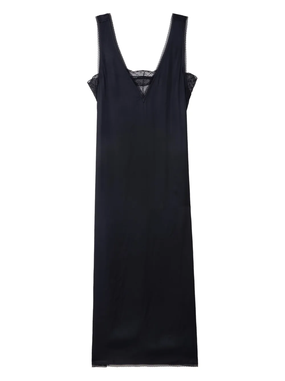 Zadig&Voltaire lace-trimmed satin midi dress Zwart