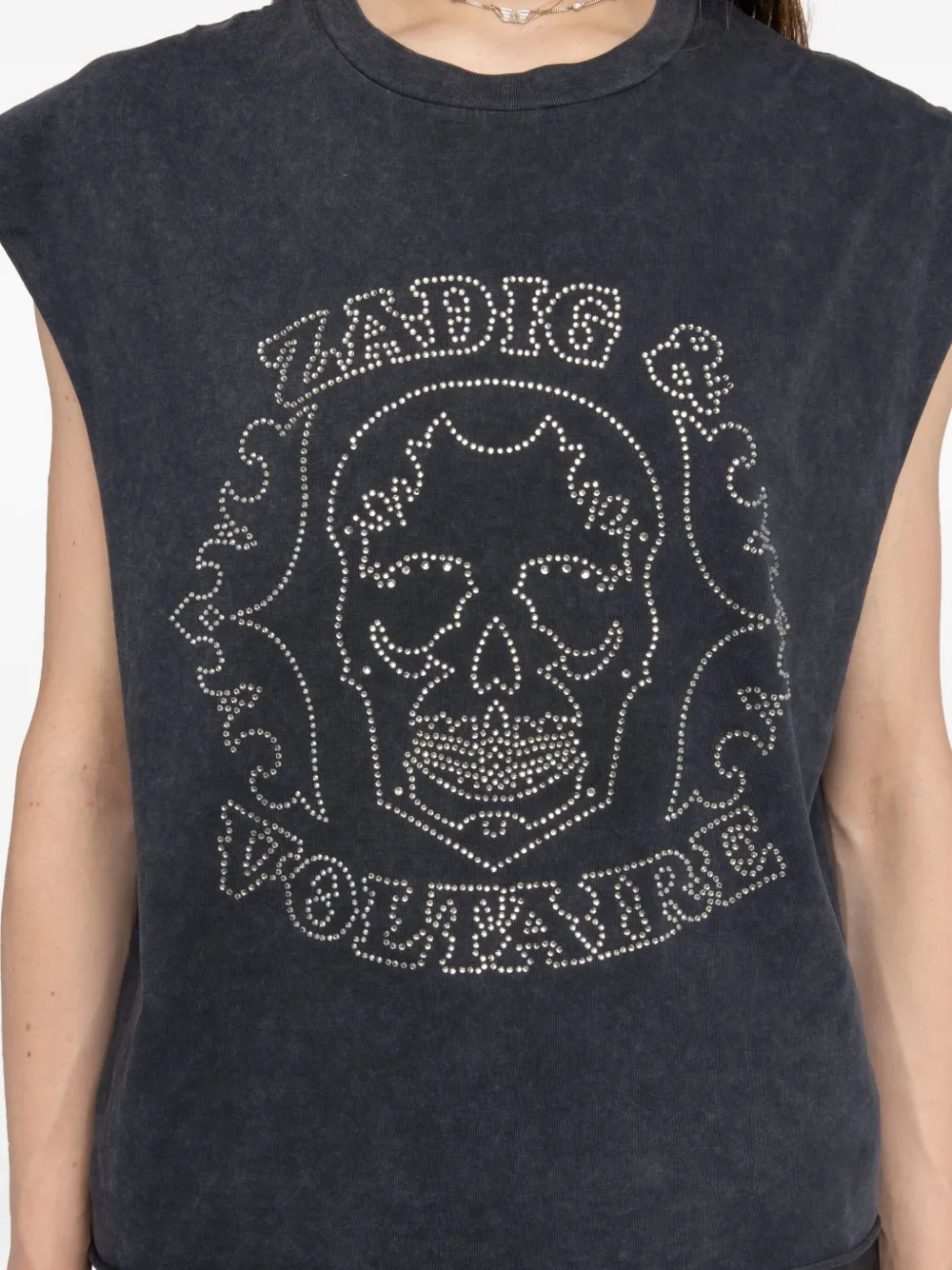 Zadig&Voltaire Strass top met doodskop Grijs