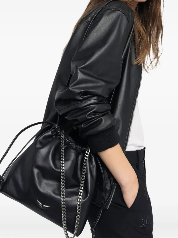 Zadig&Voltaire chain-handle Drawstring Bag | Black | FARFETCH