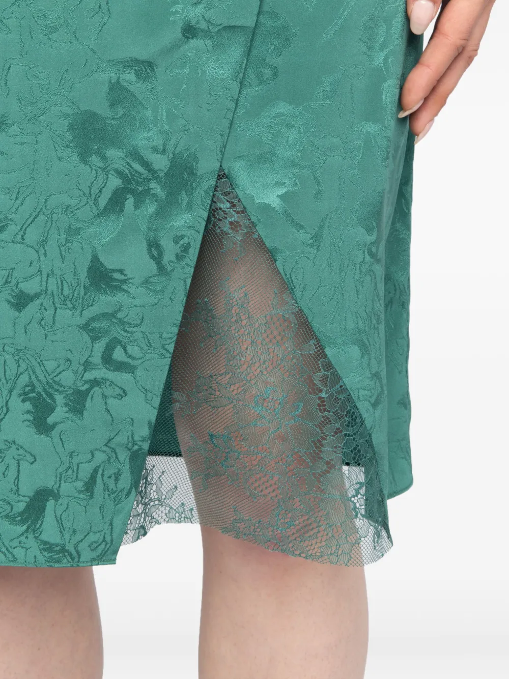Zadig&Voltaire Julen midi-rok met kanten vlakken en jacquard Groen