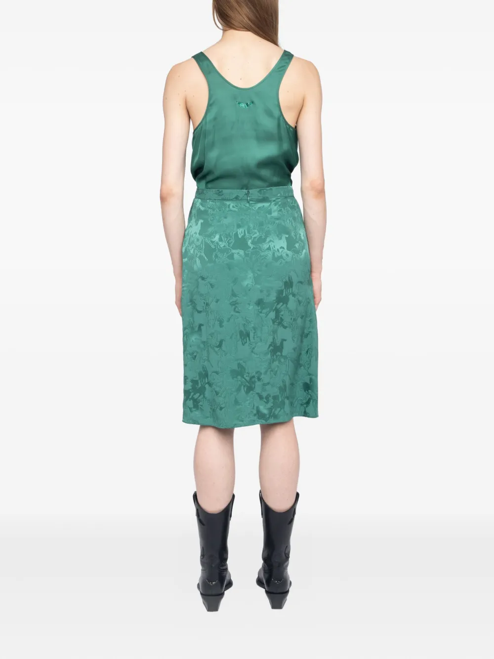Zadig&Voltaire Julen midi-rok met kanten vlakken en jacquard Groen