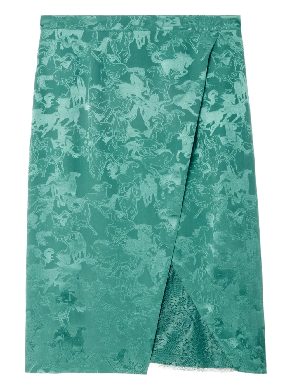 Zadig&Voltaire Julen horse-jacquard lace-insert midi skirt | Green | Image 1