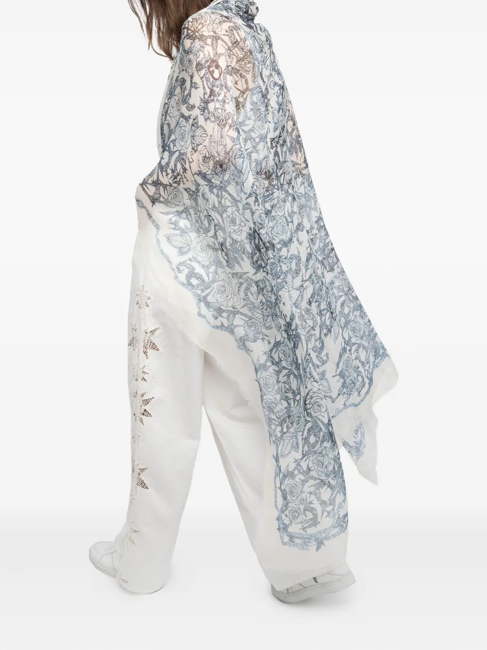 Zadig&Voltaire Kerry sjaal met print Beige