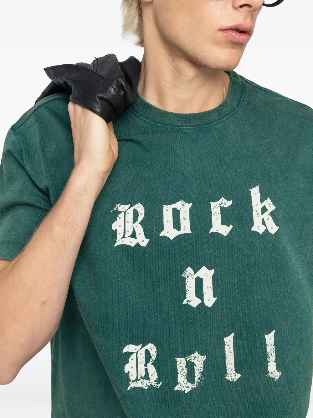 Zadig&Voltaire Teddy Rock N Roll T-shirt met studs Groen