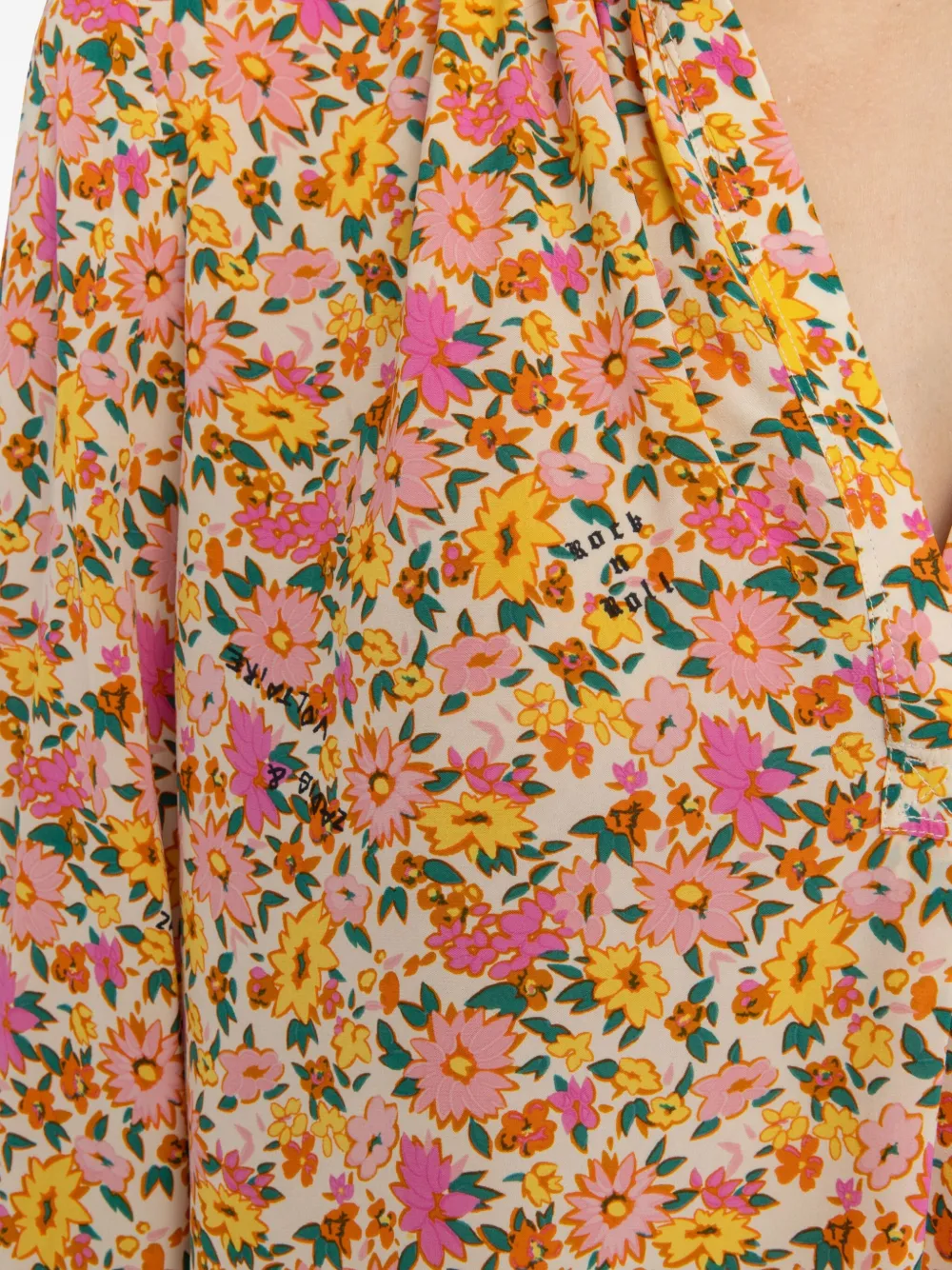 Zadig&Voltaire Tink floral-print V-neck tunic top Geel