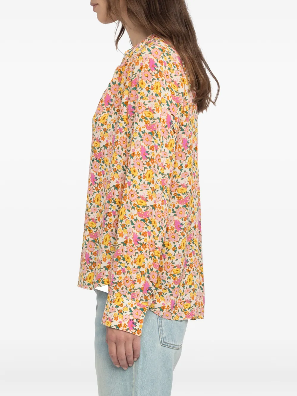Zadig&Voltaire Tink floral-print V-neck tunic top Geel