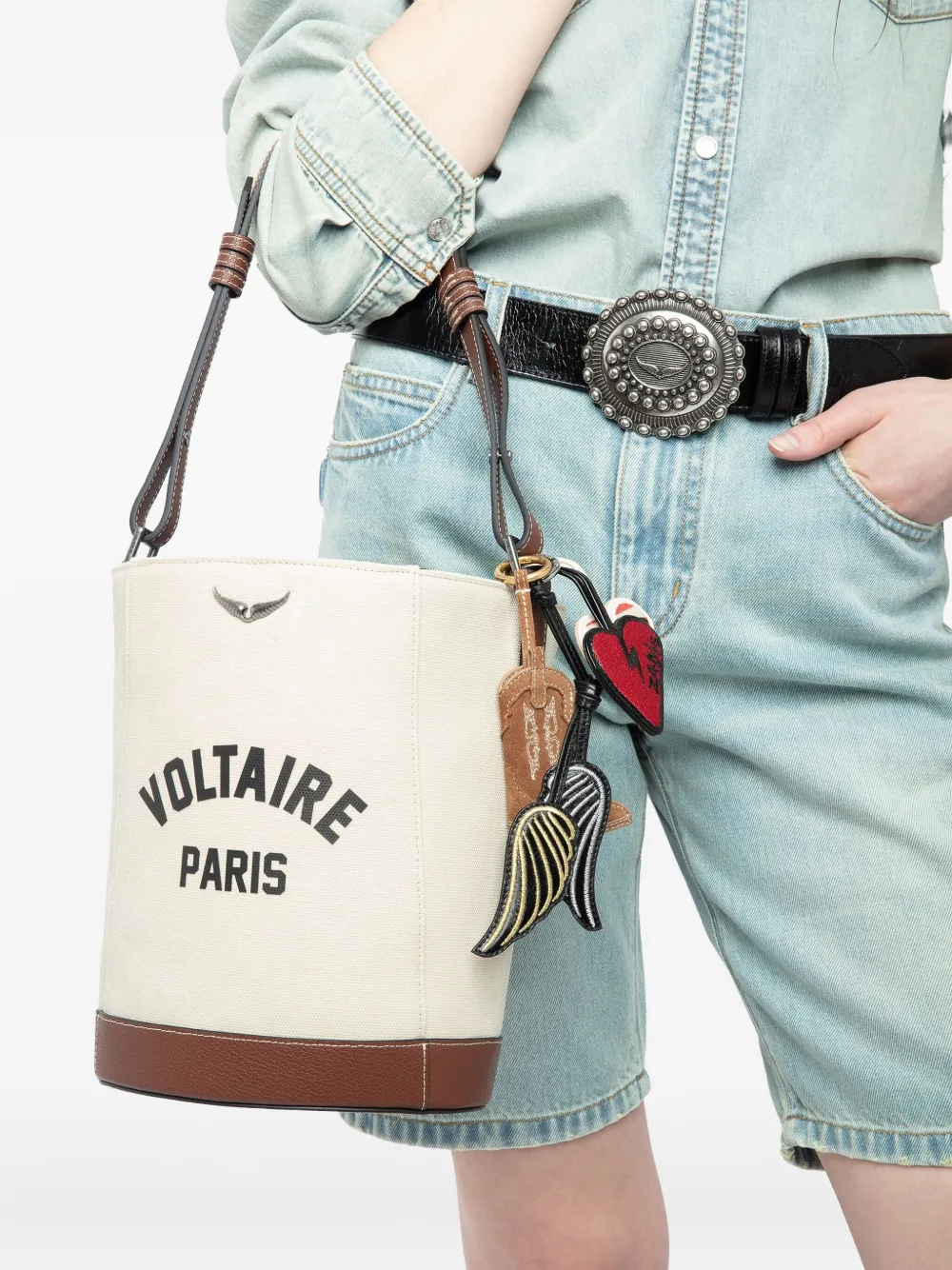 ZADIG & VOLTAIRE LOGO-PRINT BUCKET BAG