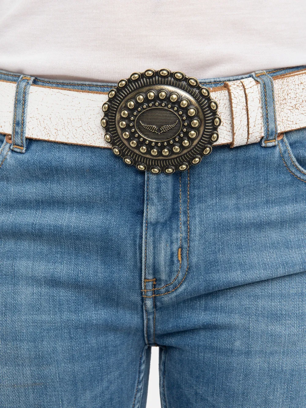 Zadig&Voltaire Leren riem WHITE