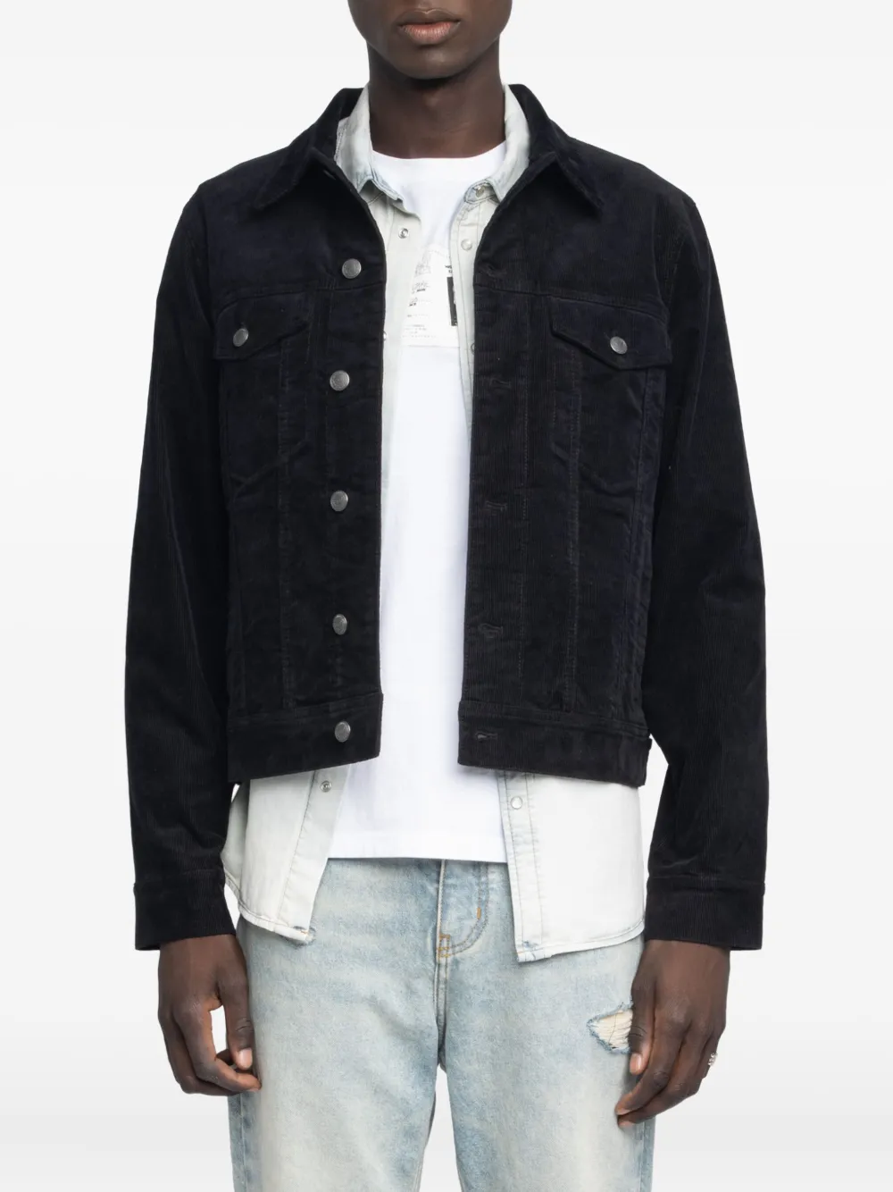 Zadig&Voltaire Bases corduroy button-fastening jacket Zwart