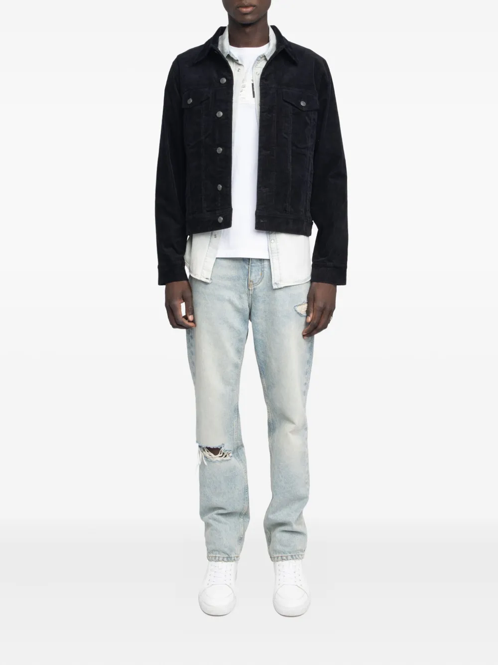 Zadig&Voltaire Bases corduroy button-fastening jacket Zwart