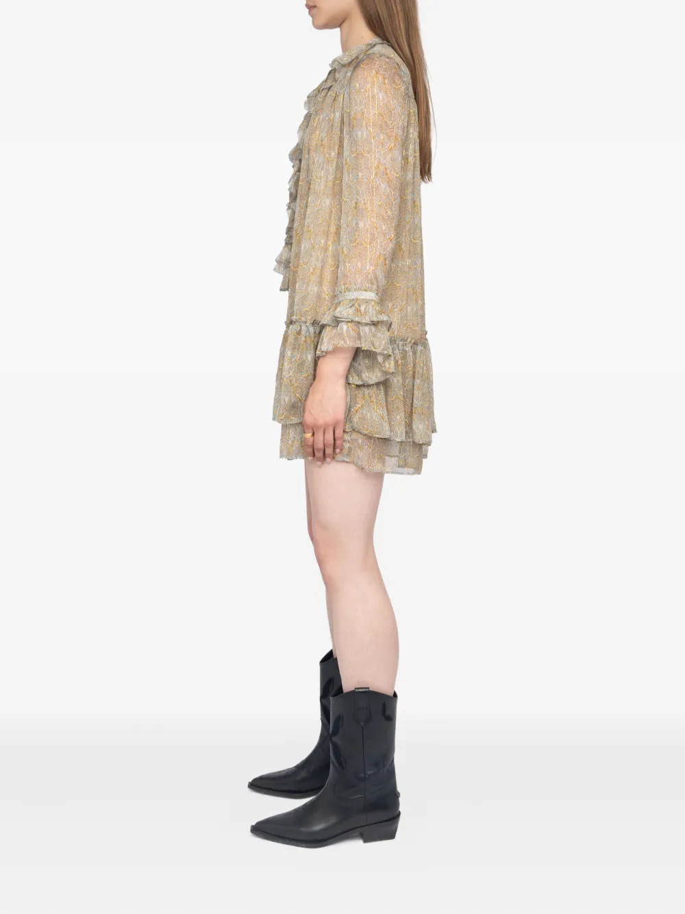 Zadig&Voltaire Ralice paisley ruffled mini dress Beige