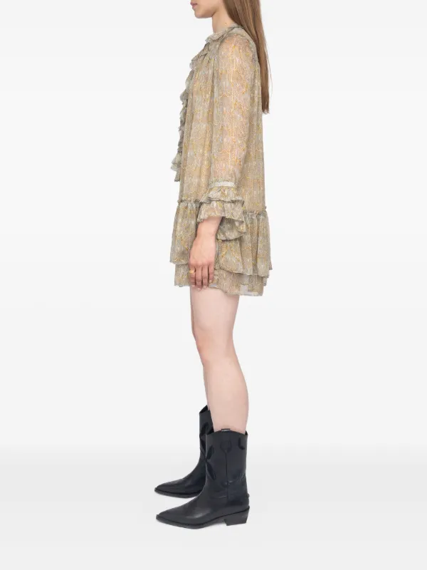 ZADIG & VOLTAIRE ランティラッフルティテルシアミニトレス Zadig&Voltaire Ralice Paisley Ruffled Mini Dress | Neutrals
