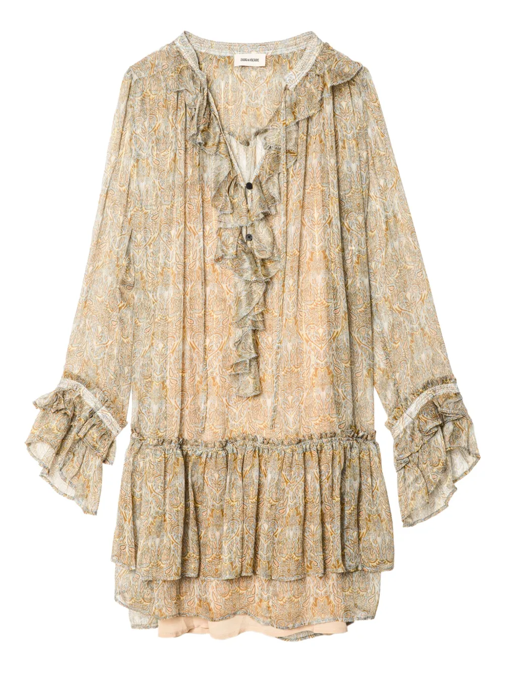 Zadig&Voltaire Ralice paisley ruffled mini dress Beige