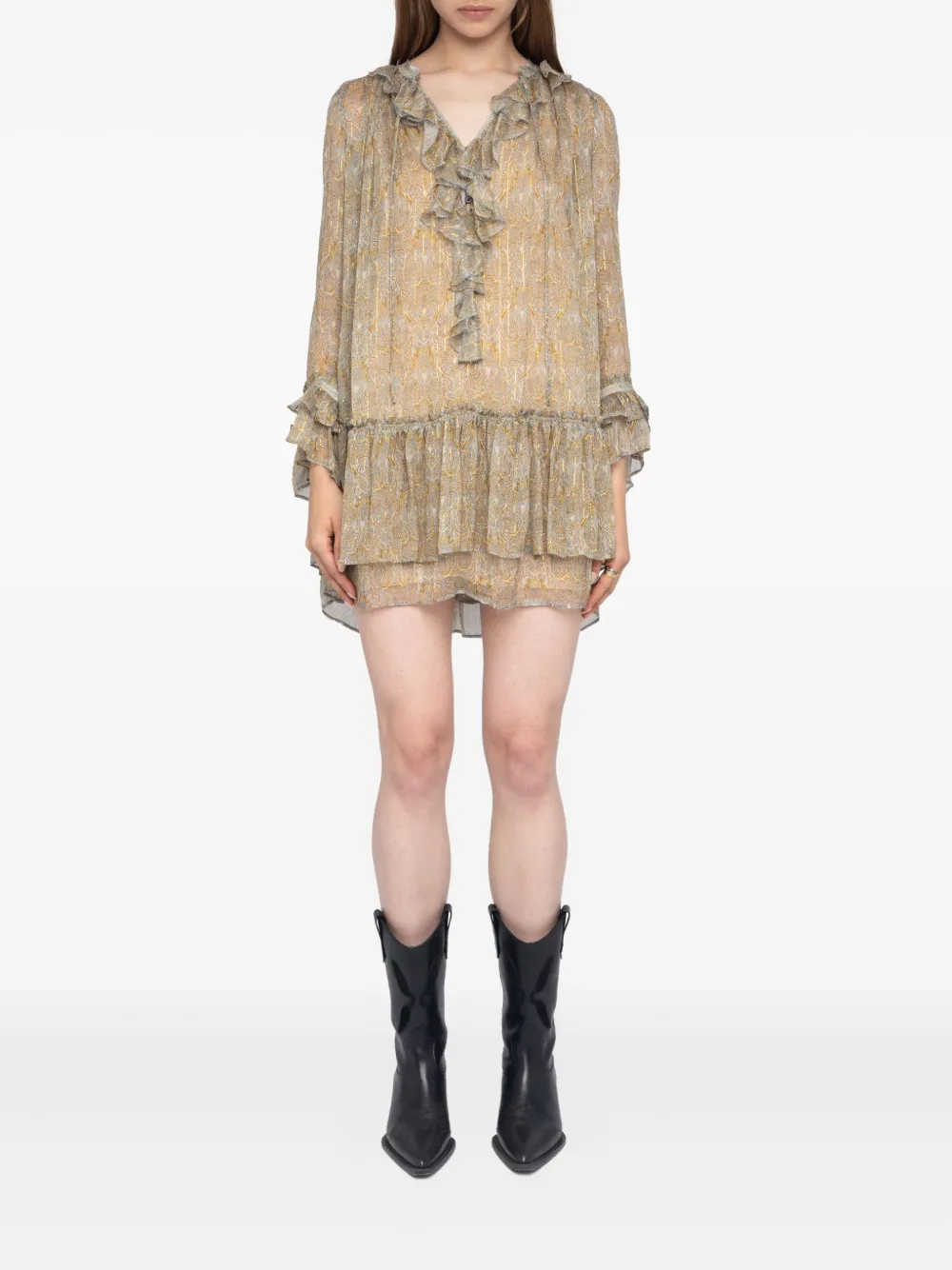 Zadig&Voltaire Ralice paisley ruffled mini dress Beige