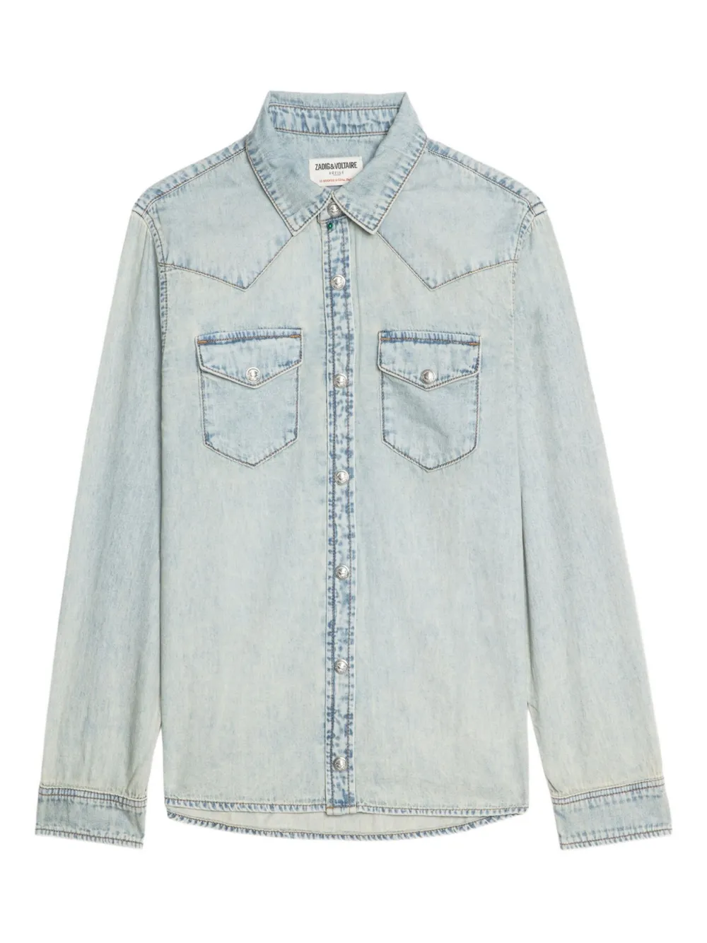 Zadig&Voltaire Saby stud-embellished denim shirt Blauw