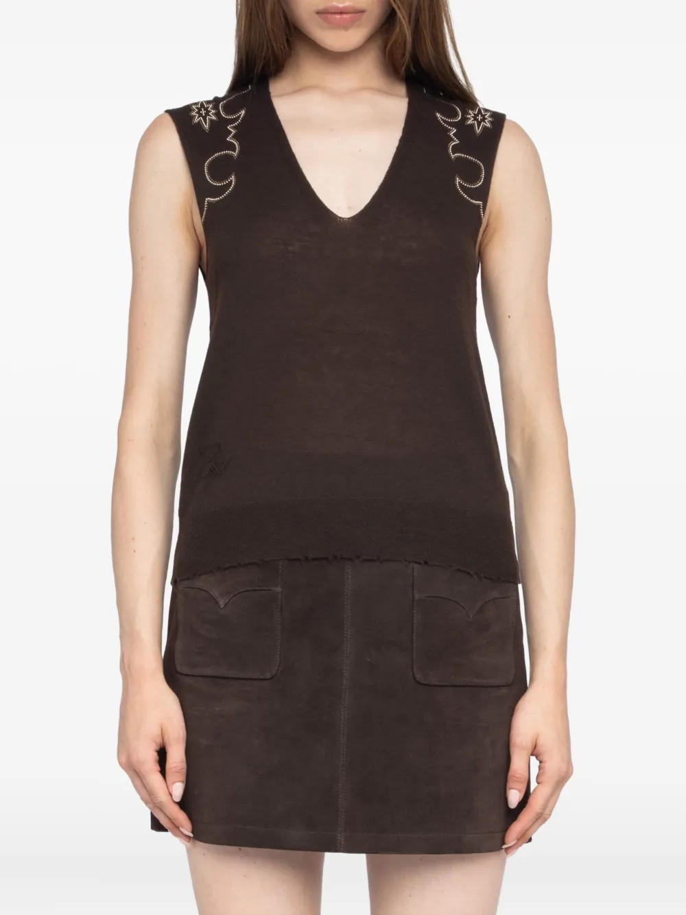 Zadig&Voltaire Mouwloze top Bruin