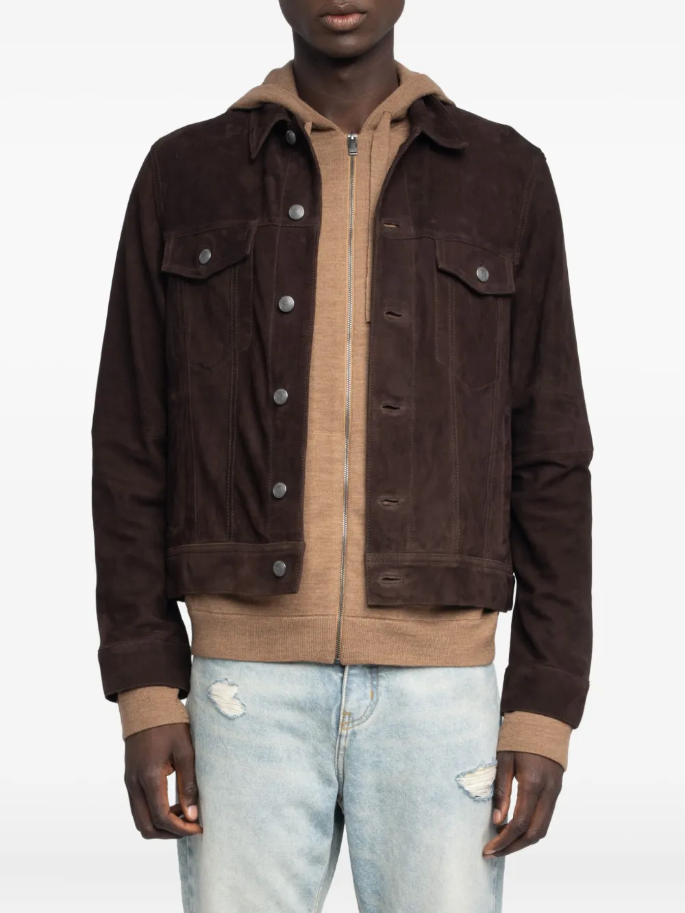 Zadig&Voltaire Bases suède jack met knoopsluiting Bruin