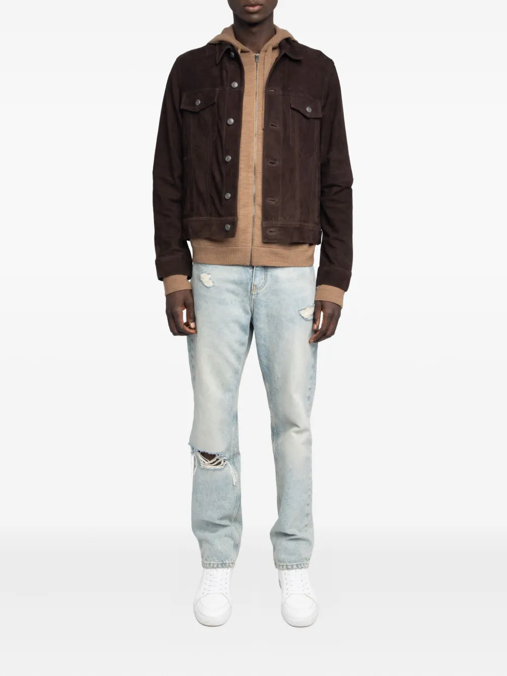 Zadig&Voltaire Bases suède jack met knoopsluiting Bruin