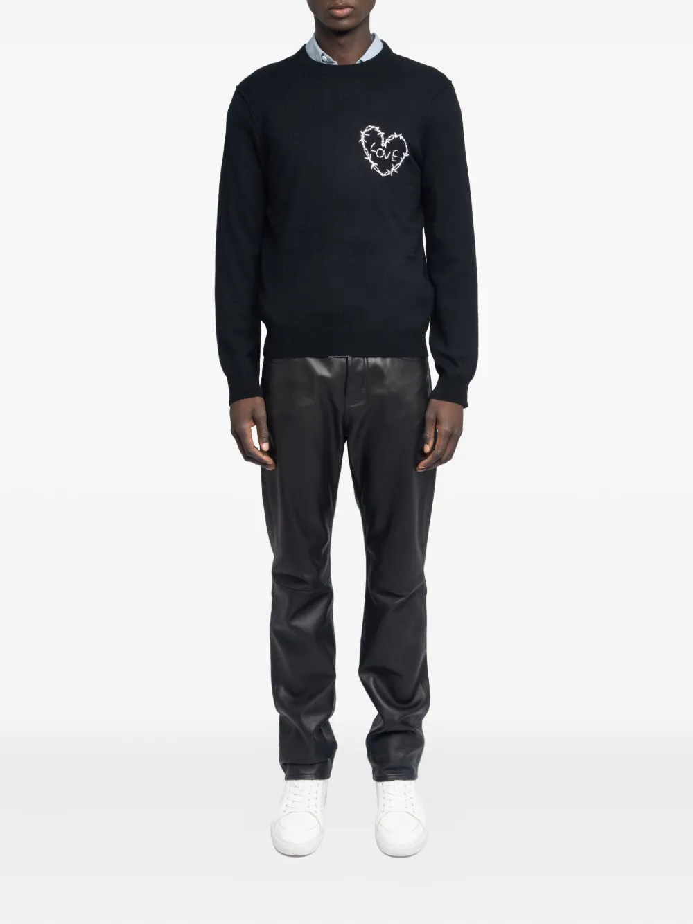 Zadig&Voltaire heart-embroidery wool sweater - Zwart