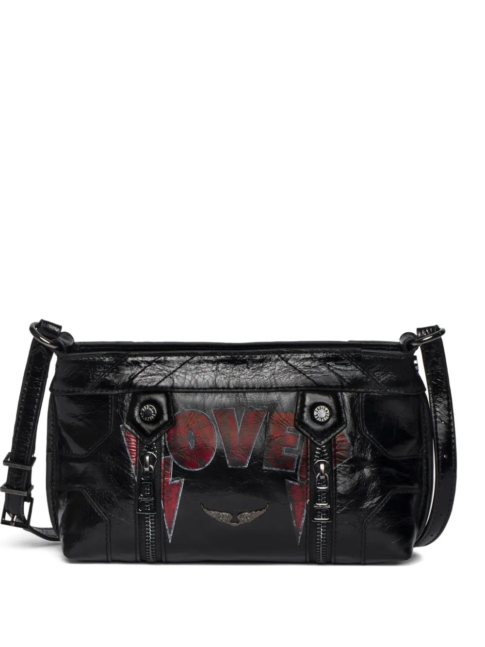 Zadig&Voltaire Sunny Mood Punk verfraaide leren schoudertas Zwart