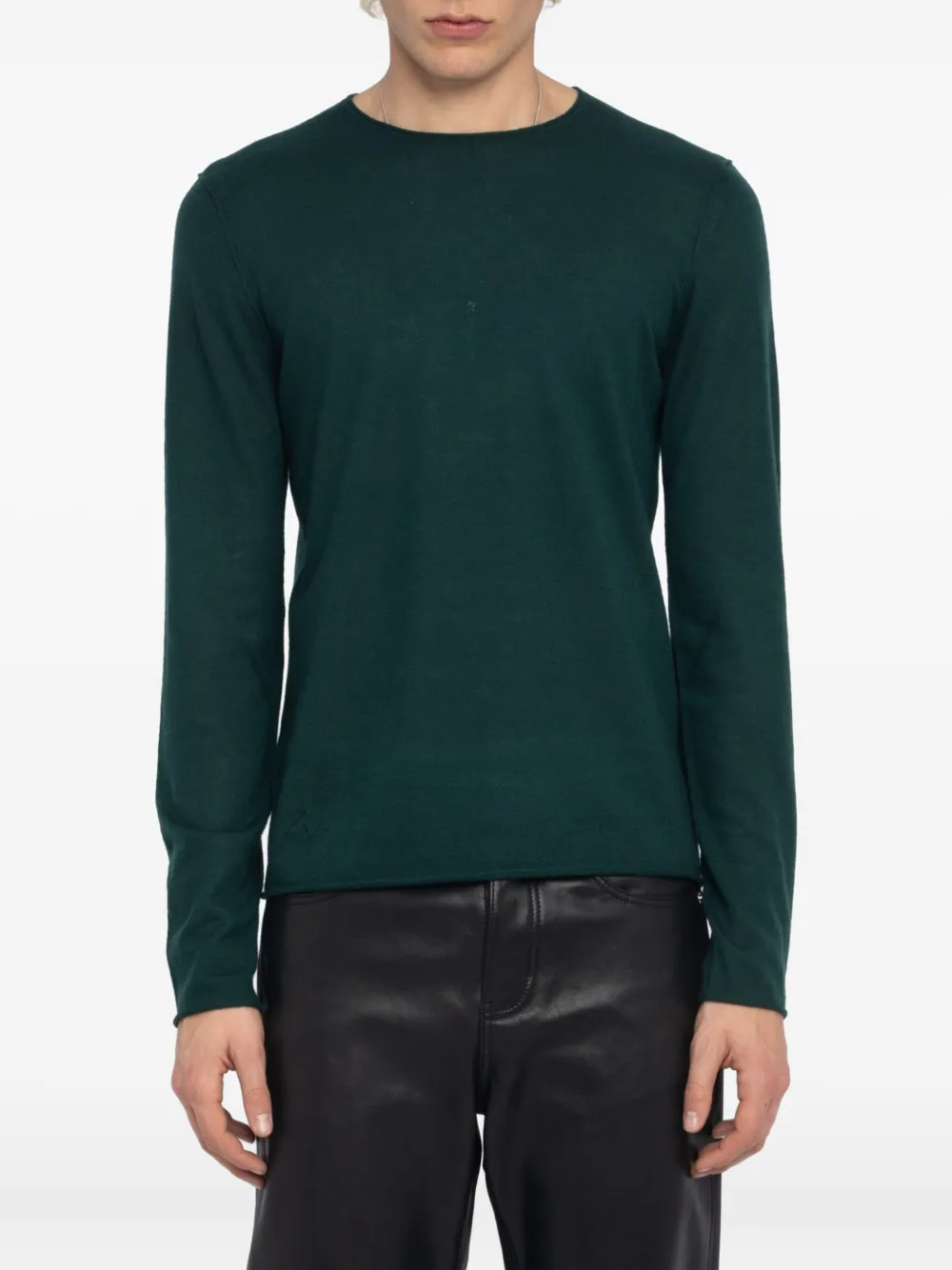 Zadig&Voltaire Teiss trui met gerafelde afwerking en ronde hals Groen