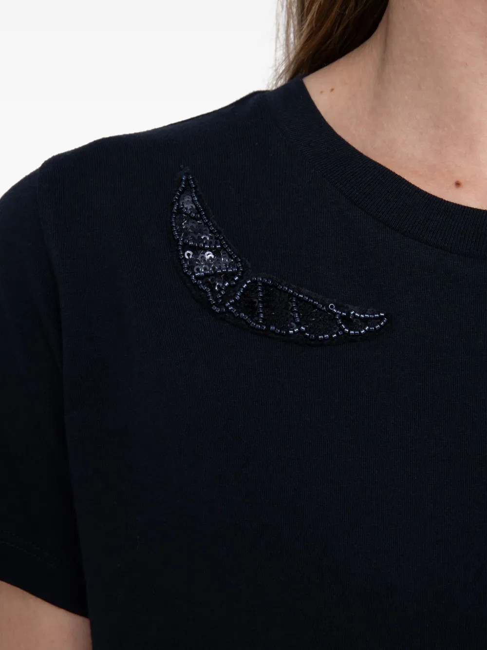 Zadig & Voltaire Beaded Wings Cotton T-shirt In Blue