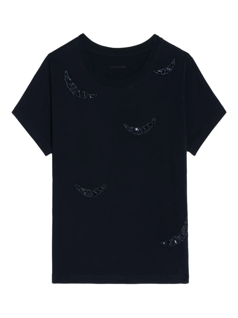 Zadig & Voltaire Beaded Wings Cotton T-shirt In Blue
