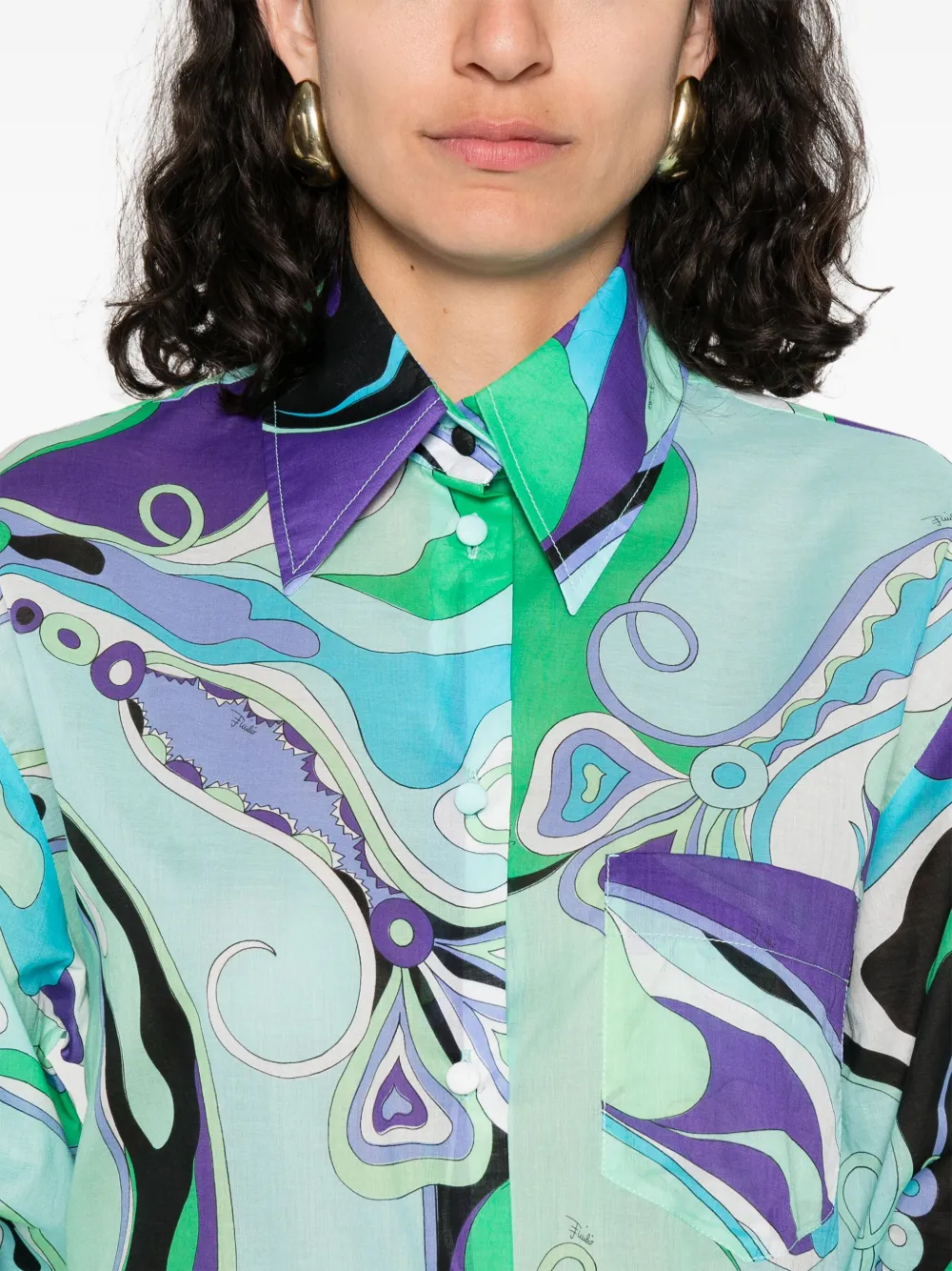 PUCCI Blouse met Orchidee-print Blauw