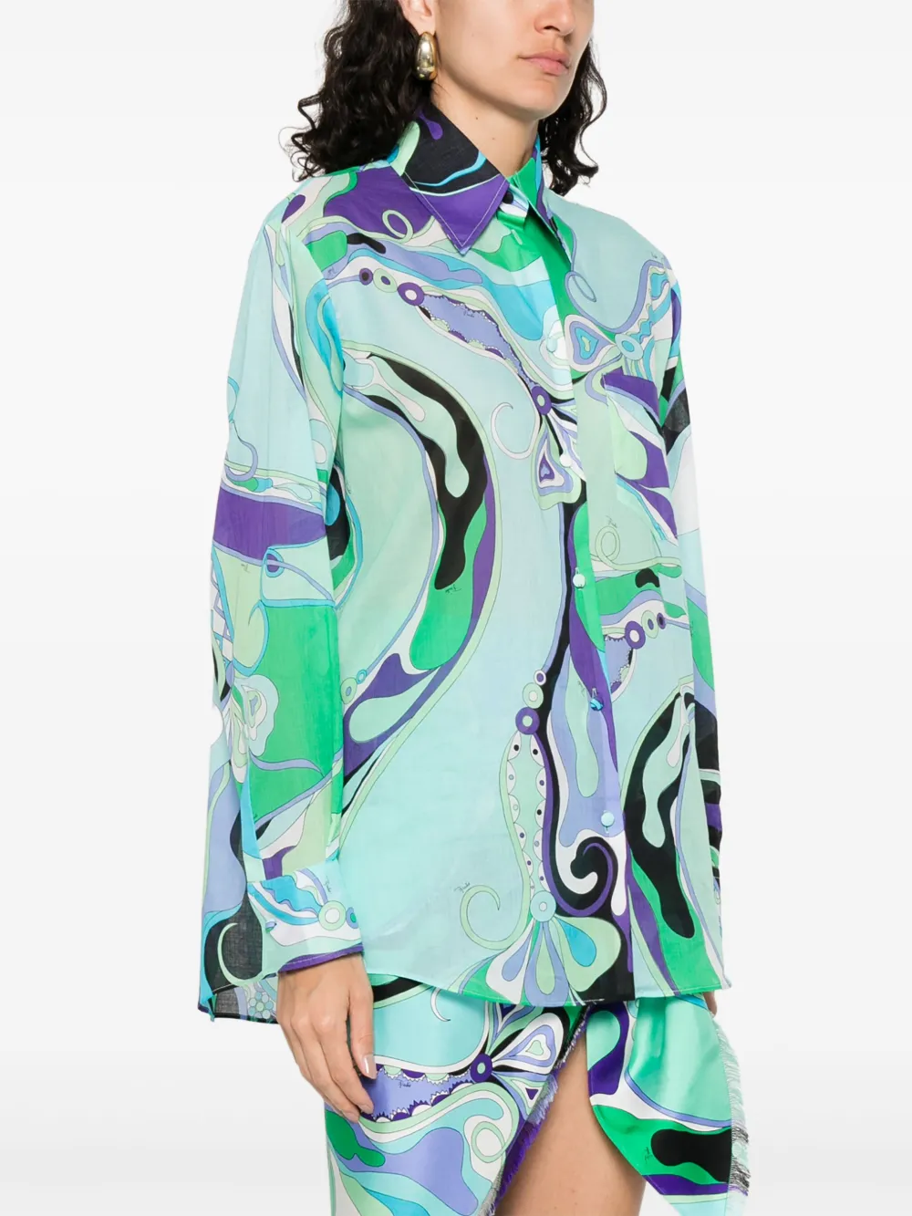 PUCCI Blouse met Orchidee-print Blauw