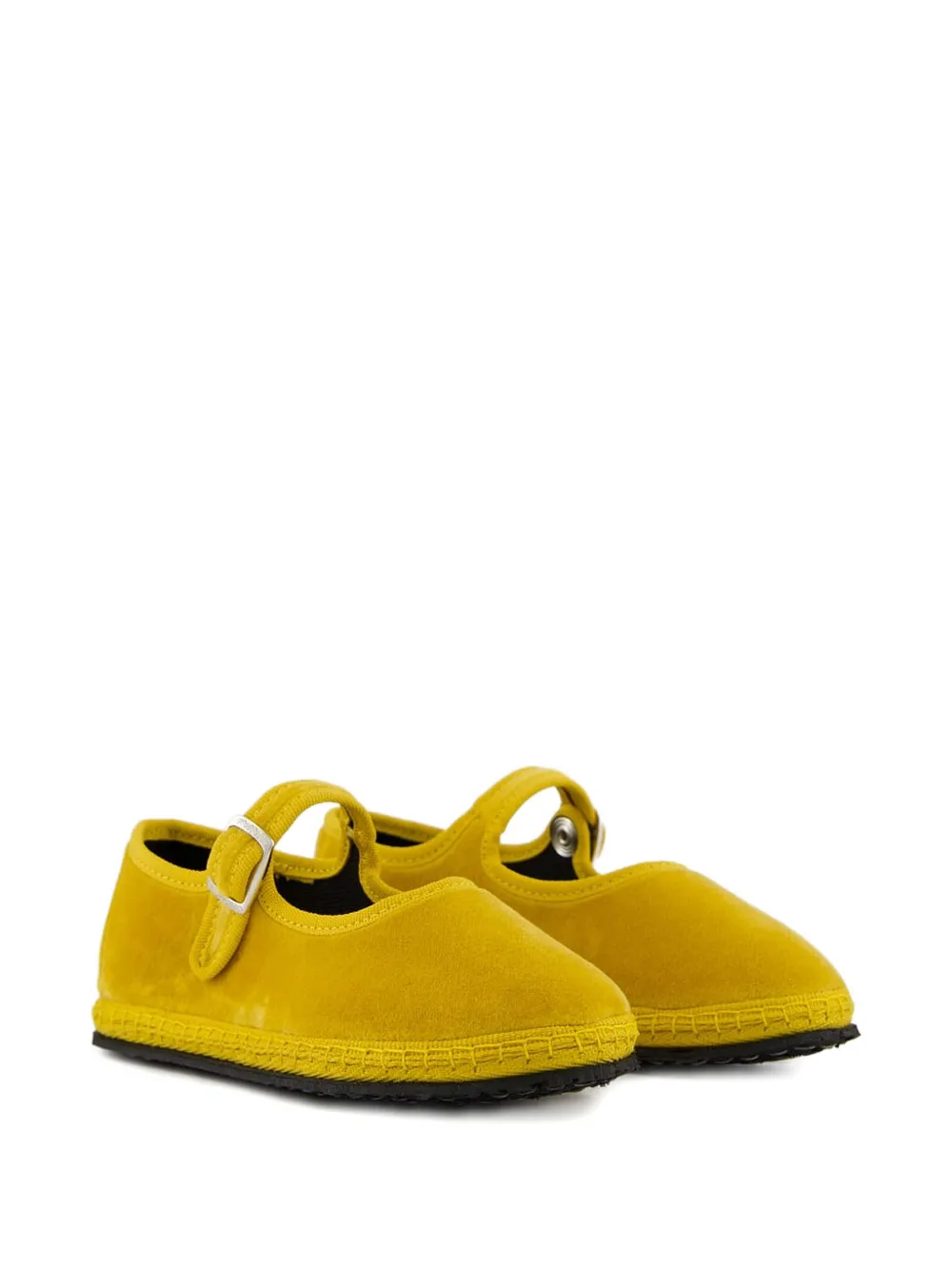 Piedaterre Velvet Buckle Ballet Flats In Yellow