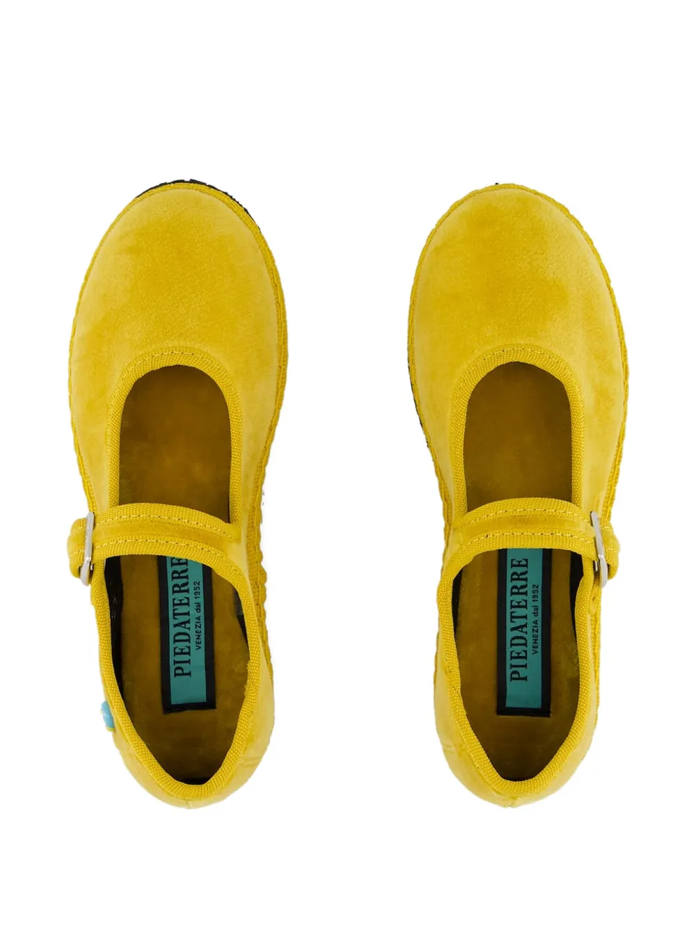 Piedaterre Velvet Buckle Ballet Flats In Yellow