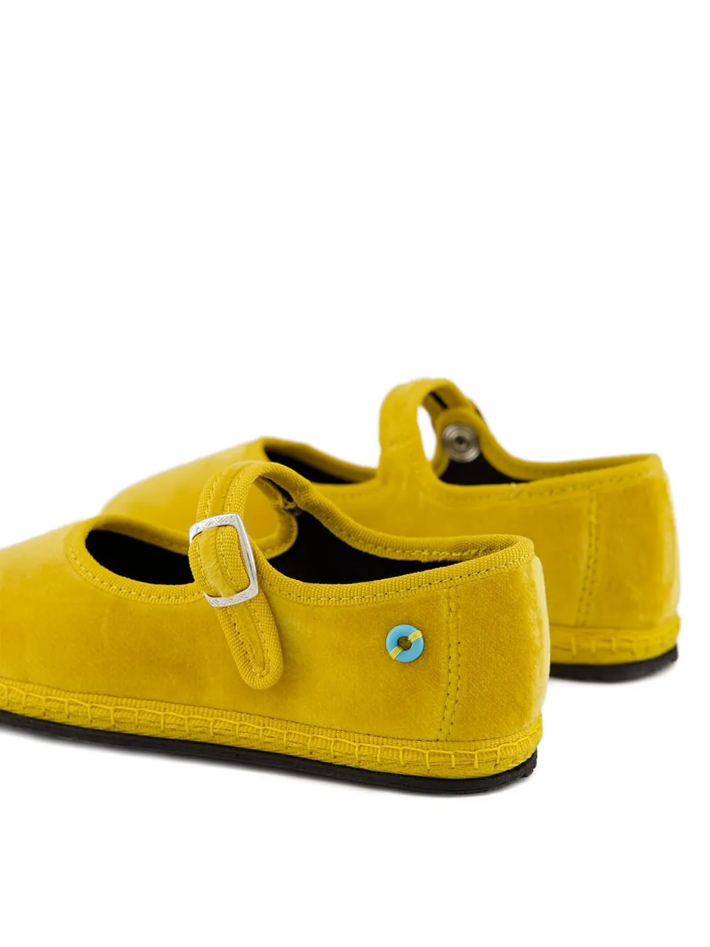Piedaterre Velvet Buckle Ballet Flats In Yellow
