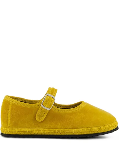 PIEDATERRE velvet buckle ballet flats