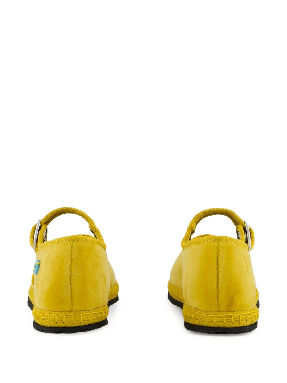 Piedaterre Velvet Buckle Ballet Flats In Yellow