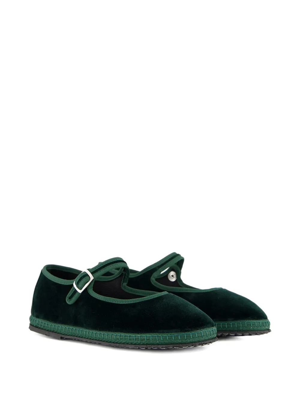Piedaterre Velvet Ballet Flats In Green