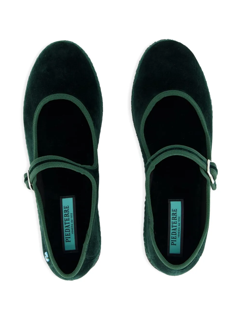 Piedaterre Velvet Ballet Flats In Green