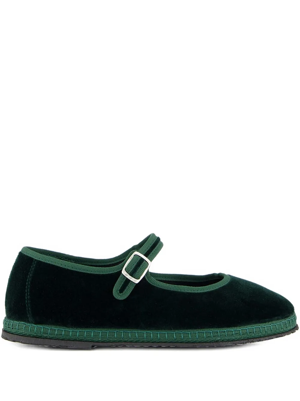 Piedaterre Velvet Ballet Flats In Green