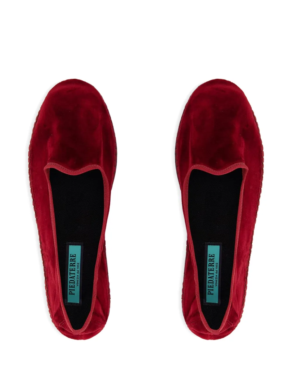 PIEDATERRE Modigliani velvet flat loafers Red